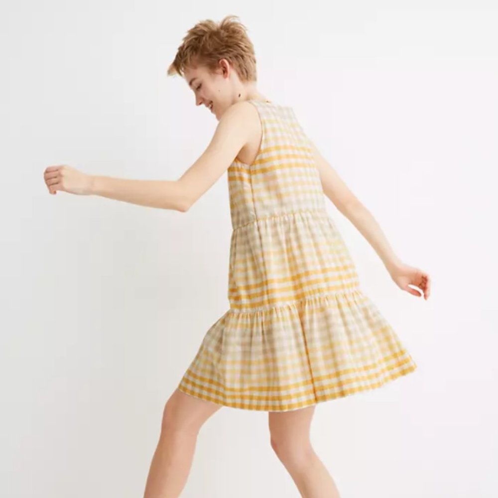 Madewell Button-Front Tiered Mini Dress